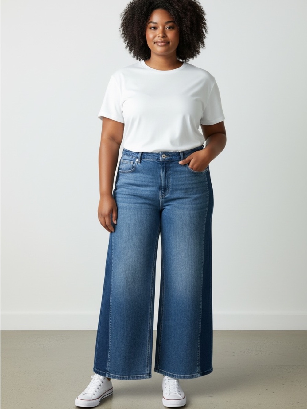 GAP Two-Tone Wide Leg High-Rise Jeans in Blue